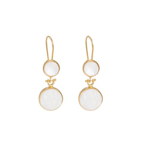Ladies Mother of Pearl Double Stone Earrings