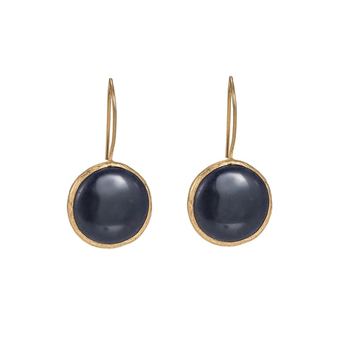 Ladies Round Onyx Earrings