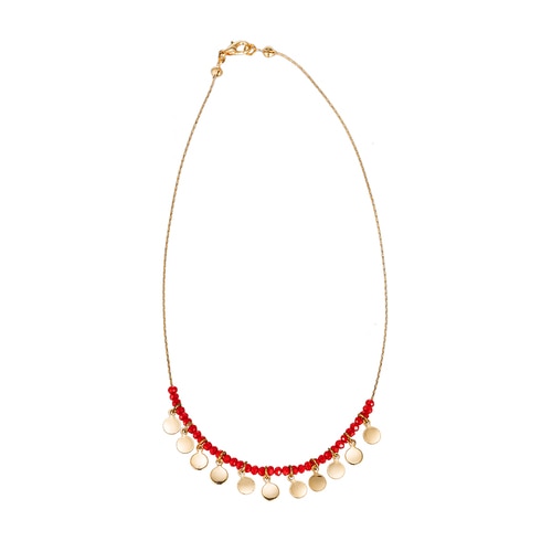 Ladies Gold Plated Flake and Crystal Necklace