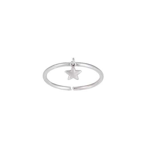 Ladies Adjustable Sterling Silver Ring with Star Charm