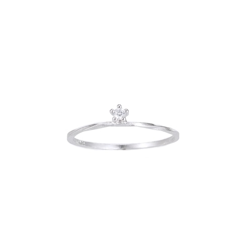 Ladies Single Zirconia Stone Sterling Silver Ring
