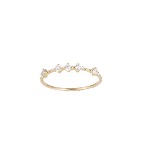 Ladies Five Point Zirconia Sterling Silver Ring