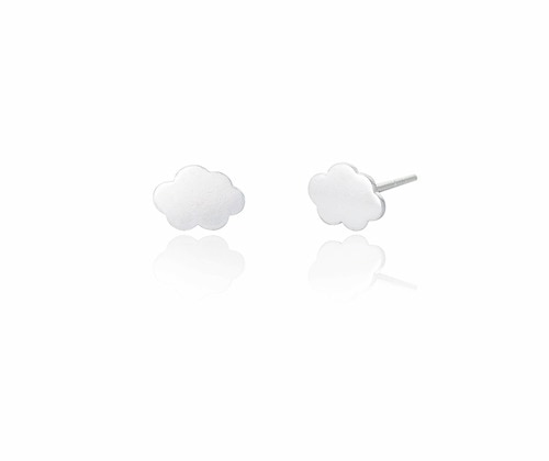 Ladies Sterling Silver Cloud Stud Earrings