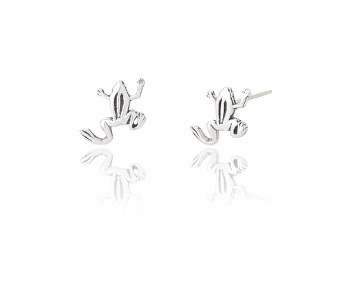Ladies Sterling Silver Froggy Stud Earrings