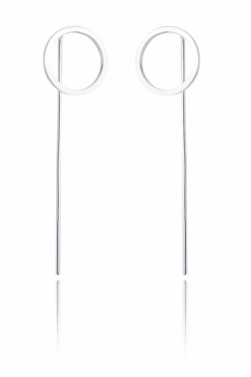 Ladies Sterling Silver Circular Shaped Line Earrings