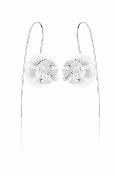 Ladies Sterling Silver Lotus Flower Earrings