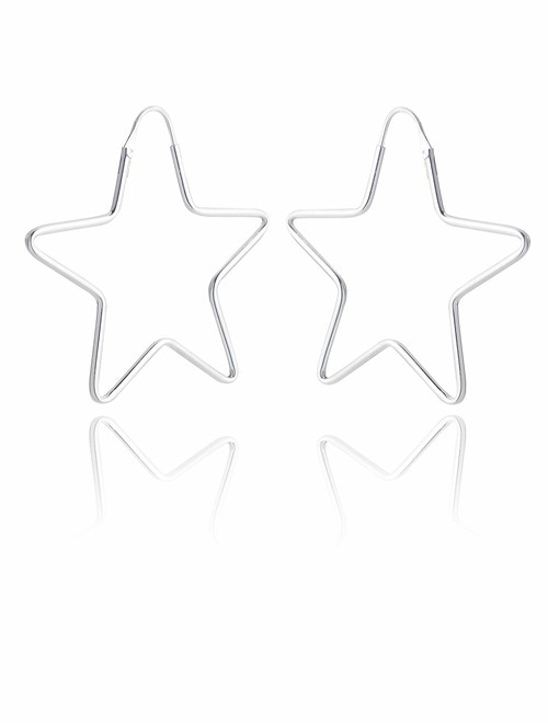Ladies Sterling Silver Minimal Star Earrings