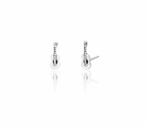 Ladies Sterling Silver Guitar Stud Earrings
