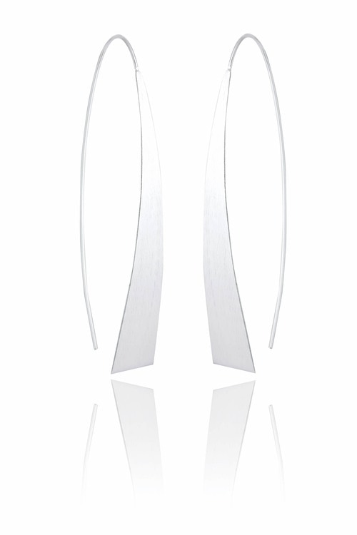 Ladies Sterling Silver Radiant Linear Earrings