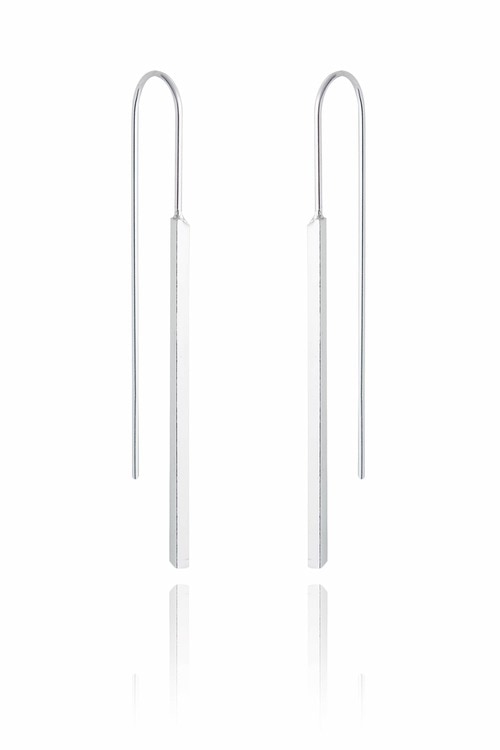 Ladies Sterling Silver Bold Line Earrings
