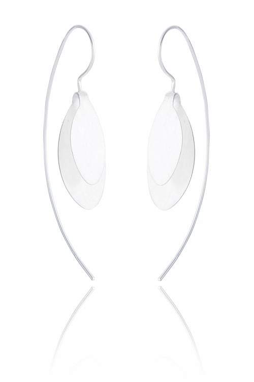 Ladies Sterling Silver Double Ellipse Earrings