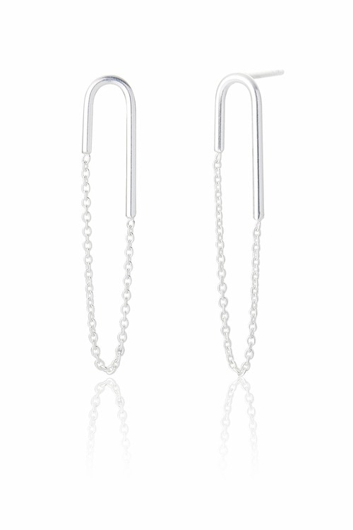 Ladies Sterling Silver Hang Chained Earrings