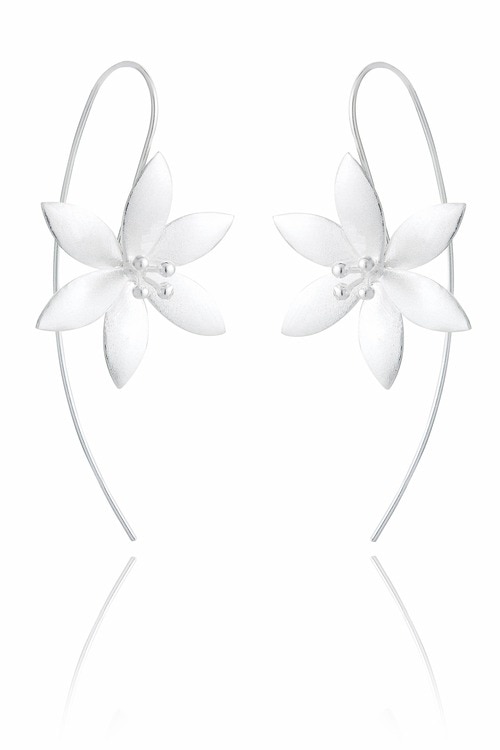 Ladies Sterling Silver Large Flower Earrings