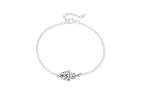 Ladies Sterling Silver Hamsa Hand Bracelet
